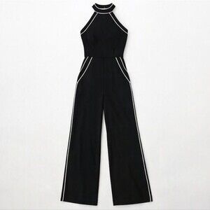Lulus Mod Babe Retro 60s Look Black & White Sleeveless Sleek Tailored Jumpsuit